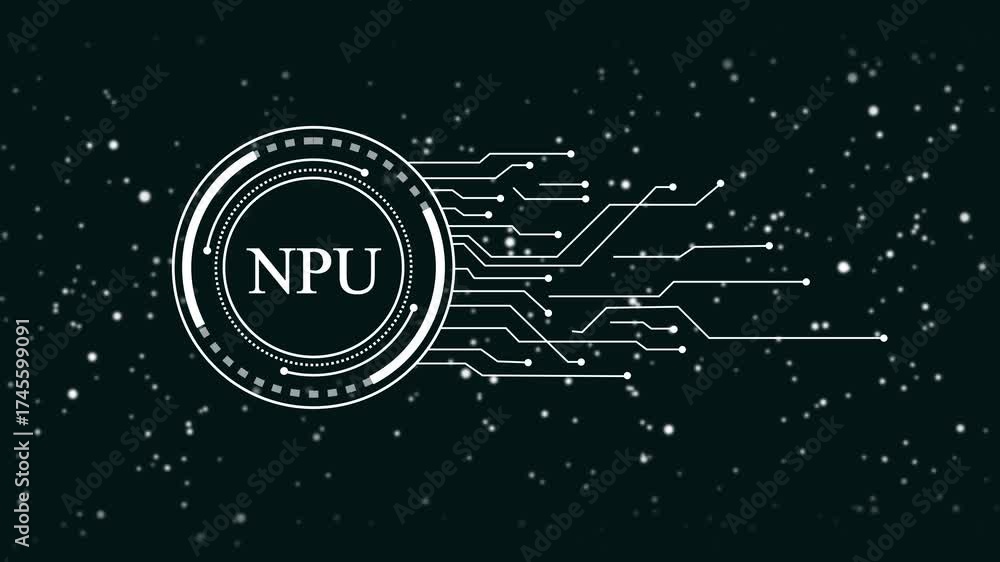 Wall mural n p u neural processing unit abstract digital technology circuit board data processing artificial in