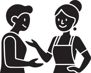 Shop Assistant Talking with Customer Silhouette