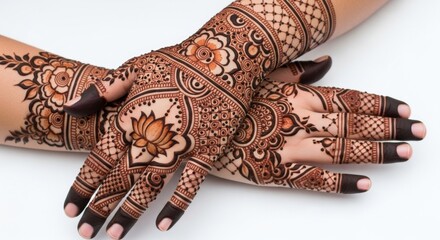 Intricate Henna Designs Adorning Hands with Beautiful Floral Patterns