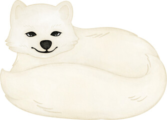 watercolor arctic fox