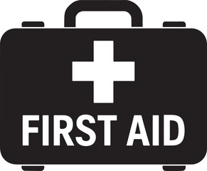 Fototapeta premium Monochrome first aid kit icon for emergency medical health care concept design