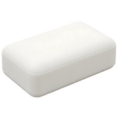 Smooth unused white soap bar rectangle with curved corners isolated on transparent background