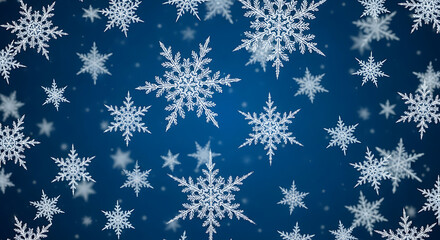 Snowflake background, realistic style, blue and white palette, with space for text