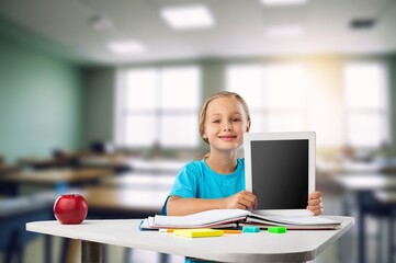 Child self doing homework at the home