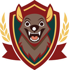  Hyena Crest Emblem with Regal Accents and Laurel Wreaths