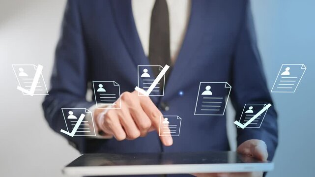 Executive manager making a hiring decision, a concept of human resources technology, business recruitment, and talent acquisition.