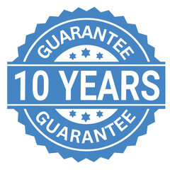 10 years guarantee badge for warranty, quality assurance emblem, vector icon representing long-term product reliability