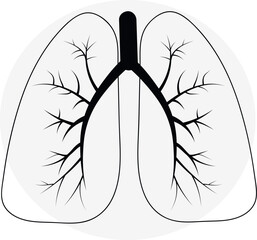Lungs Anatomy Black and White Illustration