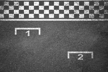 Fotobehang Formule 1 Race Track. Start and finish line racing. Start or finish on car race. Pole position in race.  © Philip