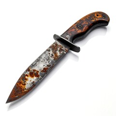 Rusty fixed blade knife with wooden handle