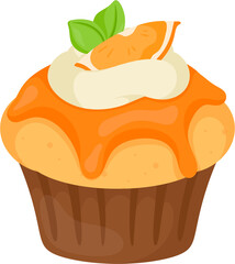 illustration orange cupcake