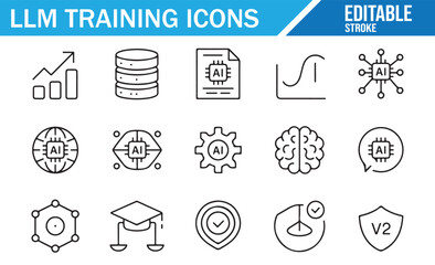 Artificial Intelligence and LLM Icons for Research and Training