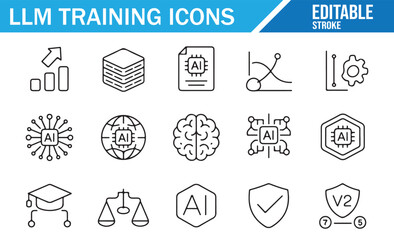 Technology and Machine Learning Icons for AI Model Development