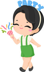 illustration cute kid party birthday