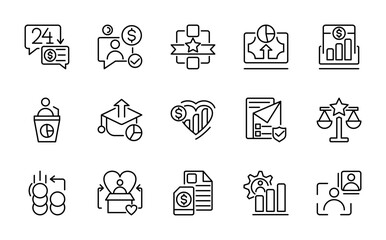 Social Policy line icon set. Containing education, reform, services, welfare, health care, insurance, world, politics, vector line icon pack