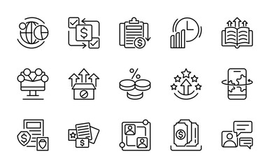 Government and social policy linear icon set. Reform, education, welfare, healthcare, insurance, services, politics, world, vector outline UI icon pack