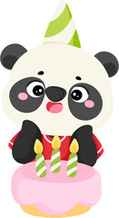 Fototapeta premium illustration birthday party panda