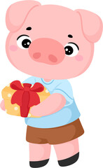 illustration birthday party pig