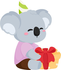Naklejka premium illustration birthday party koala