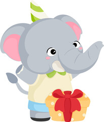 illustration cute birthday elephant