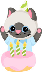illustration animal birthday cat