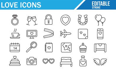 Editable Love Icons for Engagement, Wedding, and Relationship Themes