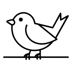 Charming hand-drawn outline of a cute bird perched on a branch simple sketch art for whimsical designs