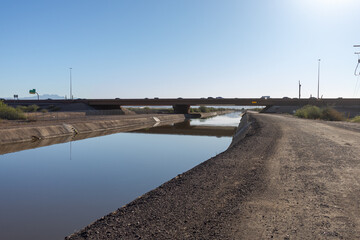 Arizona Canal Running Beneath State Route 101 Freeway Bridge in Scottsdale