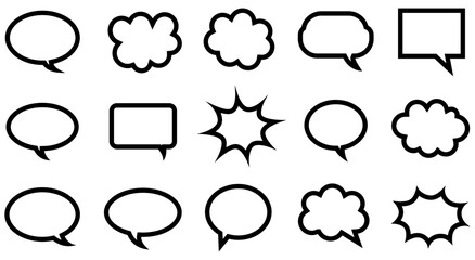 Fototapeta premium Collection of diverse speech bubble shapes and thought cloud icons for communication and ideas