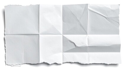 Obraz premium Crumpled and folded blank white paper sheet, isolated, with a torn edge and shadow