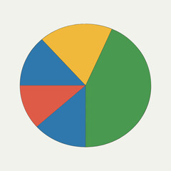 Flat Pie Chart with Five Segments on Light Background illustration.