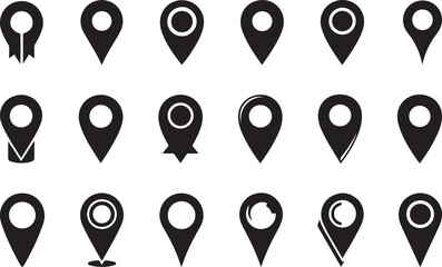 Collection of Black Location Pin Icons and Map Markers map pin location marker