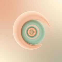 Abstract swirl of soft peach and teal colors creating a concentric circular pattern