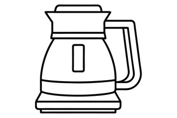 Line Drawing of Modern Electric Kettle with Handle and Water Level Indicator