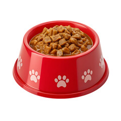 Pet Bowl Full of Wet Dog Food in a Red Bowl