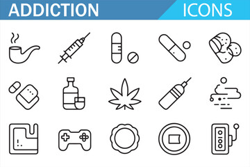 Substance Abuse, Therapy, and Addiction Treatment Icons for Health Projects