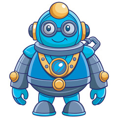 Cartoon robot with big eyes, a friendly character