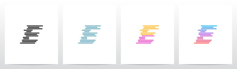 Horizontal Lines Stripes Random Stack Parallel Letter Initial Logo Design E
