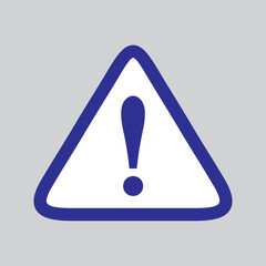 danger triangle sing icon blue and white on gray background