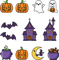 Fototapeta premium pack of Halloween elements