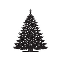 Black Colour christmas tree Vector Illustration, Solid White Background (3).eps