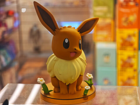 Shanghai,China-Sep.20th 2025: Eevee Pokemon figure model 