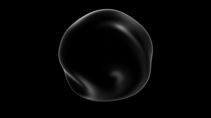 Liquid black sphere on a minimalistic black background. Modern scientific-inspired design with a clean, stylish aesthetic. Perfect as a logo template, designer mockup, digital art, or futuristic creat