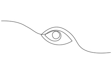 Obraz premium Minimalist human eye continuous one line drawing vector illustration on white background for modern design