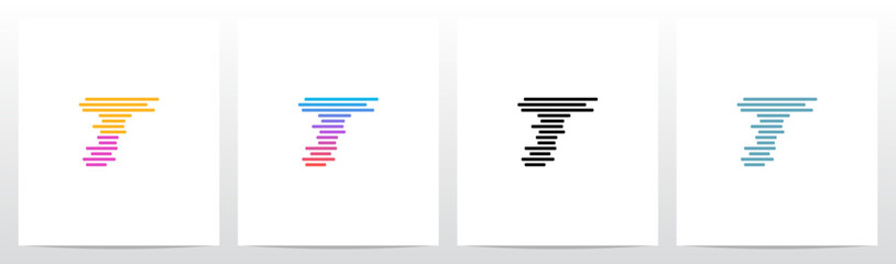 Horizontal Lines Stripes Random Stack Parallel Letter Initial Logo Design T