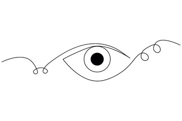 Minimalist human eye continuous one line drawing vector illustration on white background for modern design
