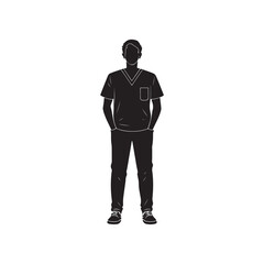 Scrubs Silhouette vector black color design and solid white background (2).eps