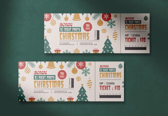 Christmas Event Ticket Layout with Festive Holiday Theme