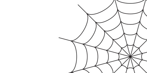 Halloween background of spider web on white surface.