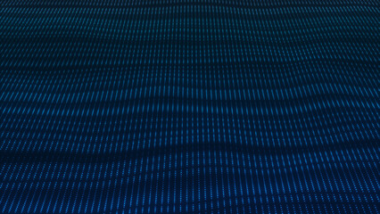 Flowing field of blue digital lines, futuristic surface 